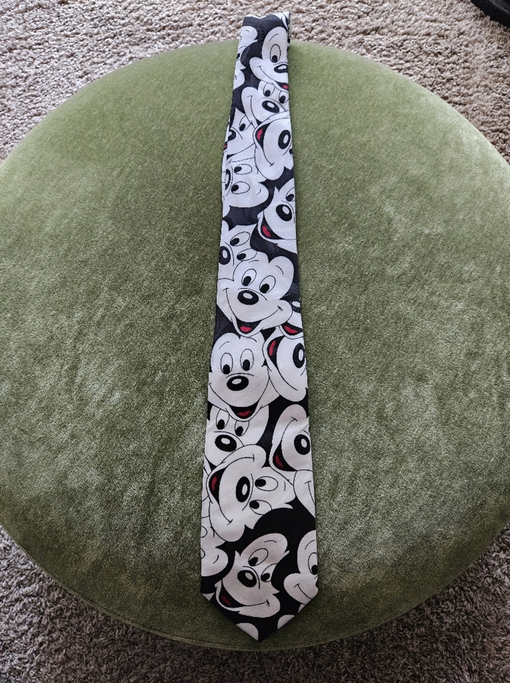 Hot Cakes Disney Balancine Men's Black & White Cartoon Face Necktie